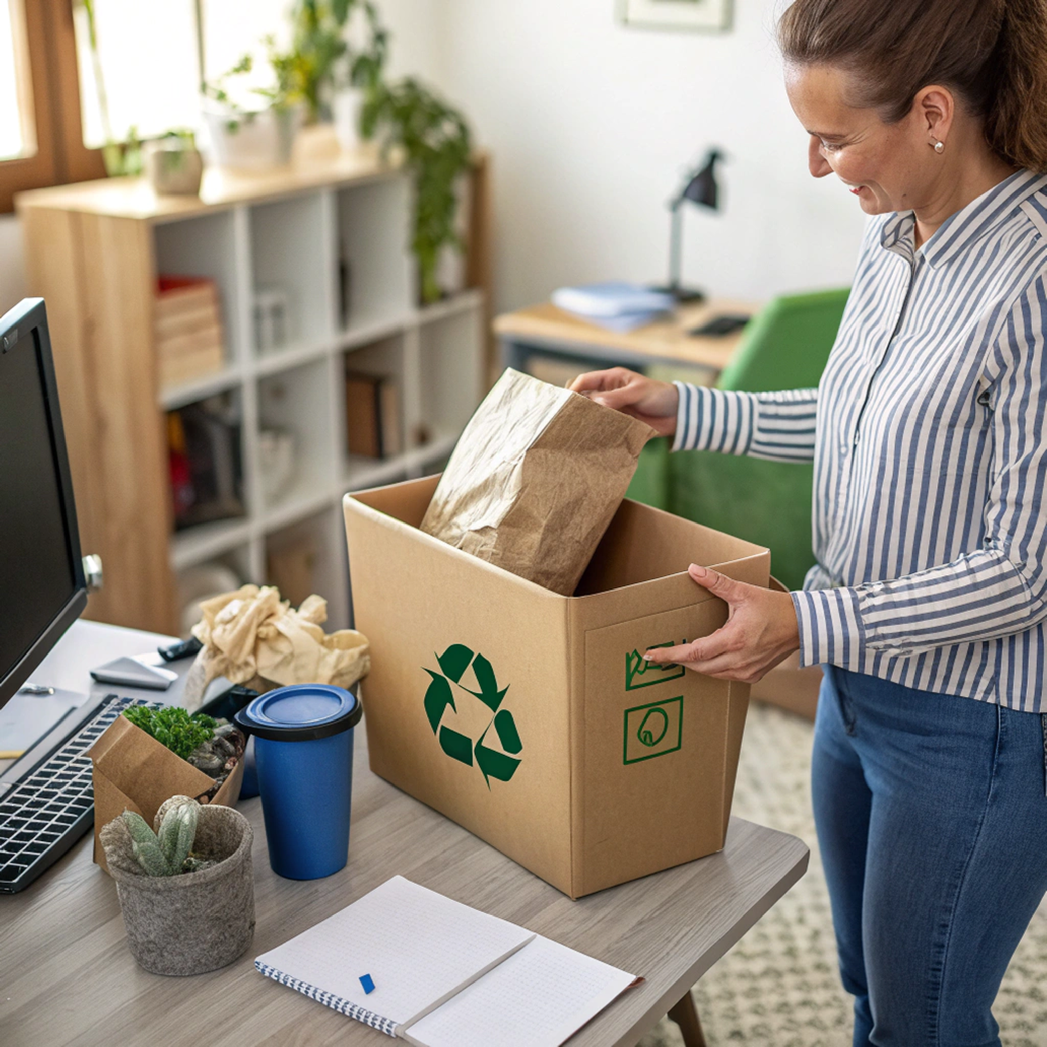 Customer reusing eco shipping box